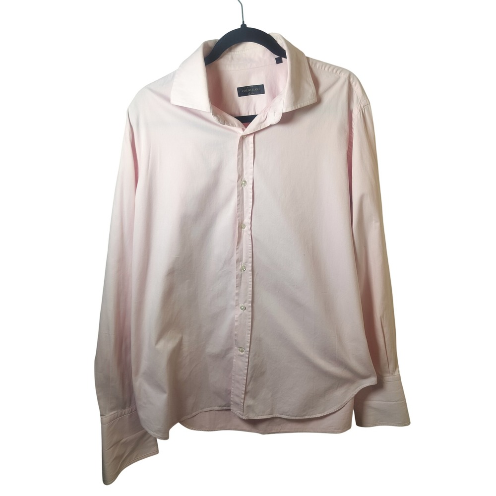 Corneliani Mens Light Pink Cotton Twill Dress Shirt Made in Italy Size 17.5 44